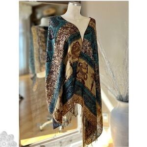 Shawl Wrap Scarf Blanket Vintage Oversized Tibetan Auspicious Motifs Large